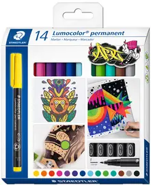STAEDTLER Marqueur permanent 318F Lumocolor, étui de 14