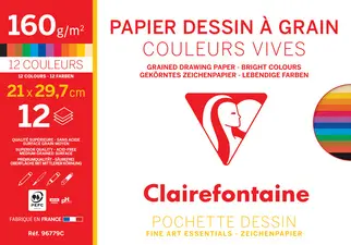 Clairefontaine Papier dessin "à Grain", A3, couleurs vives