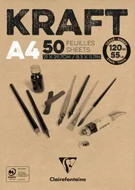 Clairefontaine Bloc papier dessin "KRAFT", A4, 120 g/m2
