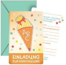ROTH Einladungskarten-Set "Einschulung" mit Glitzereffekt