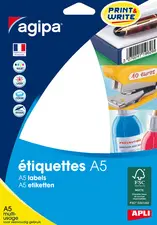 agipa Etiquette universelle, diamètre: 45 mm, rond, blanc