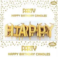 Clairefontaine Set bougies d'anniversaire Happy Birthday, or