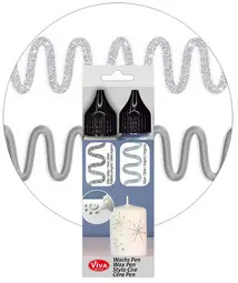 ViVA DECOR Candle Wachs Pen, 28 ml, set de 2, argent