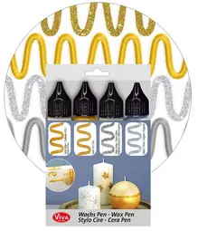 ViVA DECOR Candle Wachs Pen, 28 ml, set de 4, argent/or