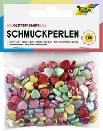 folia Bijoux en perle "Glittery Hearts", lisse/en relief