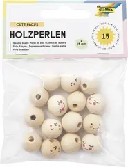 folia Perles en bois CUTE FACES, rond