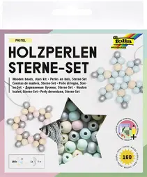 folia Kit Etoiles en perles en bois PASTEL, 161 pièces