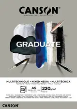 CANSON Bloc de dessin GRADUATE MIXED MEDIA, gris, A4