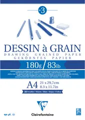 Clairefontaine Bloc papier dessin "à Grain", A4, 180 g/m2