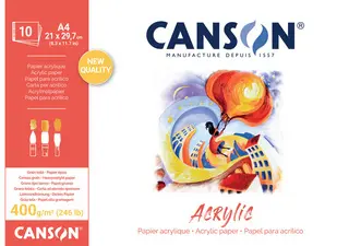 CANSON Bloc papier dessin "Acrylic", 300 x 400 mm, 400 g/m2