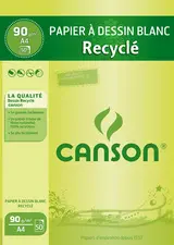 CANSON Bloc de papier à dessin recyclé, A4, 90 g/m2, blanc