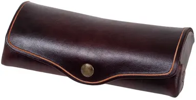 MIKA Etui à lunettes, grand, cuir, bouton-pression, marron