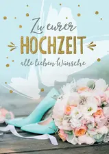 CACTUS Hochzeitskarte "Schuhe und Blumenstrauß