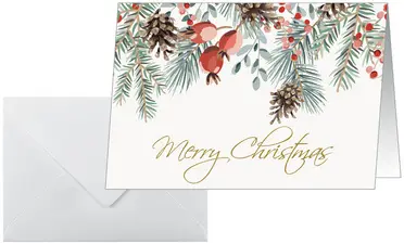 sigel Carte de Noël "Red berries and pine cones", A6