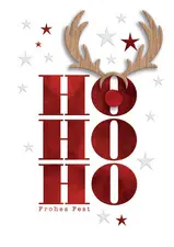 CACTUS Weihnachtskarte "Ho Ho Ho", mit Holzapplikation