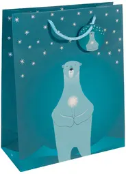 sigel Sac cadeau de Noël "Polar bear with candle", grand