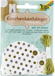 folia Etiquette cadeau "Noël Hotfoil", avec ficelle