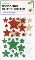 folia Sticker pailleté en caoutchouc mousse STARS XMAS