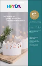 HEYDA Kit village illuminé Leporello, carton, 100 mm, blanc