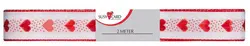 SUSY CARD Ruban cadeau "petit coeur", 15 mm x 2 m, rouge/