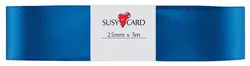 SUSY CARD Ruban cadeau "double satin", 25 mm x 3 m, bleu