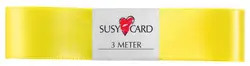 SUSY CARD Ruban cadeau "double satin", 25 mm x 3 m, jaune