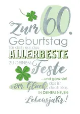 CACTUS Geburtstagskarte "Kleeblatt" - 80. Geburtstag