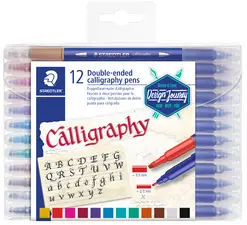 STAEDTLER Feutre double pointe de calligraphie, étui de 12