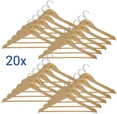 MAUL Cintre en bois MAULmira, avec barre, naturel, lot de 20