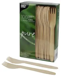 PAPSTAR Fourchette en bois "pure", longueur: 165 mm, par 25