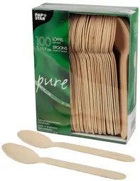 PAPSTAR Cuillère en bois "pure", longueur: 157 mm, par 25