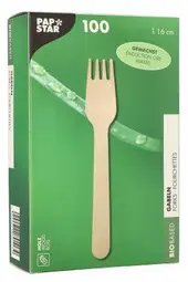 PAPSTAR Fourchette en bois "pure", cirée, longueur: 160 mm