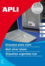APLI Etiquette polyester, résistant, rond, argent mat