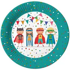 PAPSTAR Assiette en carton "Super héros", rond, 230 mm