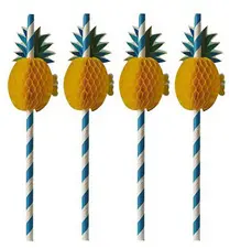 PAPSTAR Paille en papier "Ananas", 200 mm, bleu/blanc