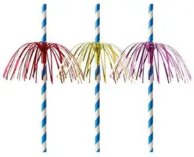 PAPSTAR Paille en papier "Feu d'artifice", 200mm, bleu/blanc