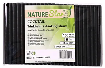 NATURE Star Paille en papier "Cocktail", 130 mm, noir