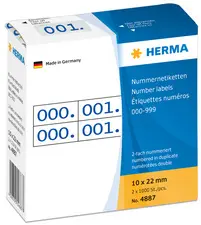HERMA Etiquette numérique 0-999, 10 x 22 mm, rouge, double