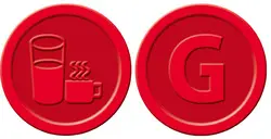 sigel Wertmarken "Getränke", aus Kunststoff, rot
