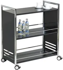 kerkmann Chariot de service, en acier, 3 étages, noir/chrome