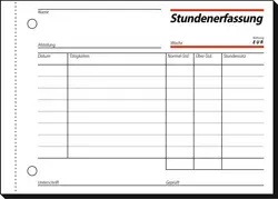 sigel Formularbuch "Stundenerfassung", A6 quer, 50 Blatt