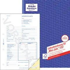 AVERY Zweckform Formularbuch Lohnabrechnung Minijob, A4, SD