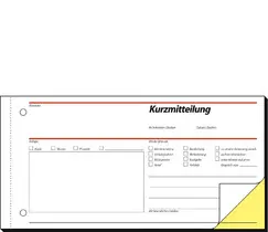 sigel Formularbuch "Kurzmitteilung/Kurzbrief", 1/3 A4 quer