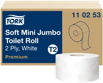 TORK Papier toilette en mini-rouleau Jumbo, 2 plis, blanc