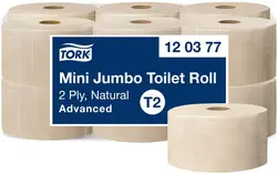 TORK Papier toilette en mini-rouleau Jumbo, 182 m, naturel