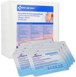 FIRST AID ONLY Pansement antibrûlure 100 x 100 mm, lot de 10