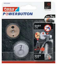 tesa Powerbutton Crochet adhésif Universal small, chrome