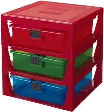 LEGO Module de classement 3-DRAWER STORAGE RACK, rouge