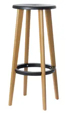 PAPERFLOW Tabouret de bar "WOODY", set de 2, noir