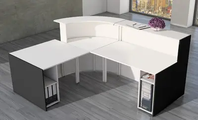 kerkmann Petit comptoir en L BARI, espace conseil anthracite